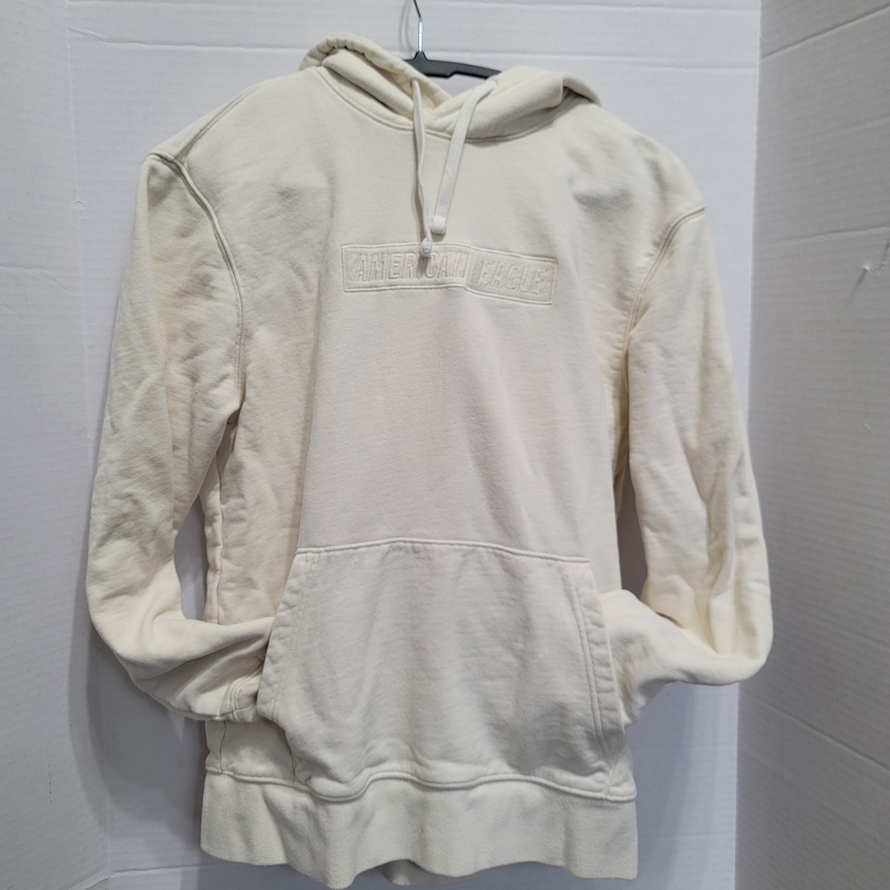 American Eagle Outfitters Cream Hoodie for Men Terrycloth Lining Sz Small